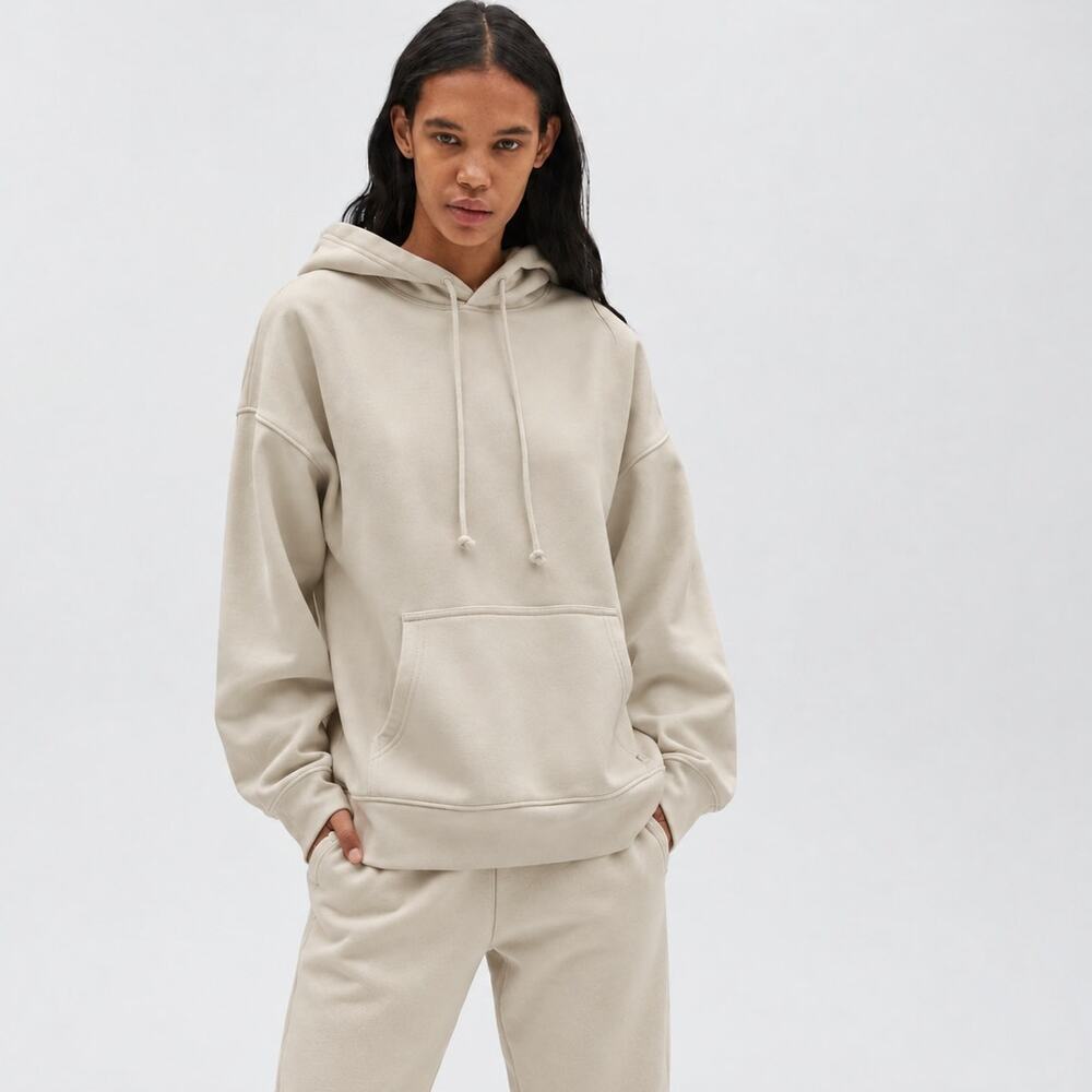 ARITZIA Tna Airy Fleece Boyfriend Hoodie Sweatshirt Tan Medium M